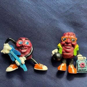 Vintage 1988 California Raisins Figurines Set - Guitarist & Bowler Benny